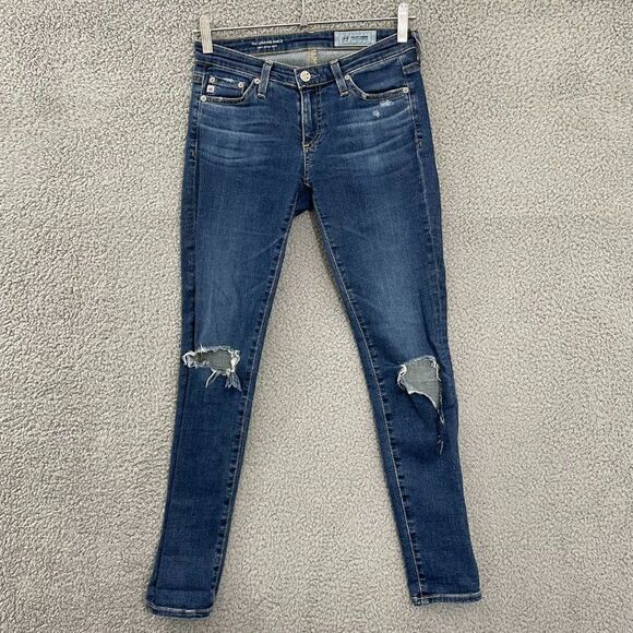 Ag Adriano Goldschmied Jeans Women 25 Blue Dark Wash Supper Skinny Ankle Denim - Picture 1 of 11